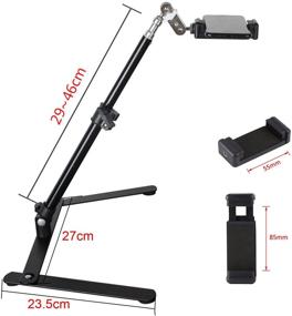 img 3 attached to Enhanced Adjustable Webcam Tripod with Cellphone Holder & Overhead Phone Mount - Ideal Stand for Teaching Online, Live Streaming, Food Crafting, Demo Drawing, Sketching & Recording