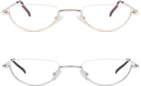 img 2 attached to 👓 ZXYOO Half Moon Reading Glasses, Lightweight Metal Half Frame Reader with Spring Hinge, 2 Pack - Gold & Silver, +2.5 Strength