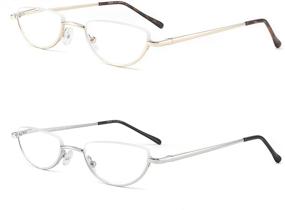 img 3 attached to 👓 ZXYOO Half Moon Reading Glasses, Lightweight Metal Half Frame Reader with Spring Hinge, 2 Pack - Gold & Silver, +2.5 Strength