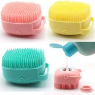 otavilem body scrubber with soap dispenser: silicone exfoliating brushes and bath loofah, 3 pack for shower – soft body exfoliator for babies, kids, women, men, and pets in 3 colors logo