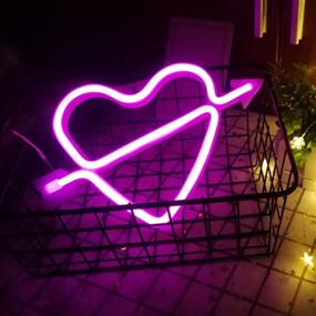 img 2 attached to Neon Heart Signs Led Neon Lights Up Sign Decorative Neon Wall Light For Girls Room (Lavender Cupid) (Pink)