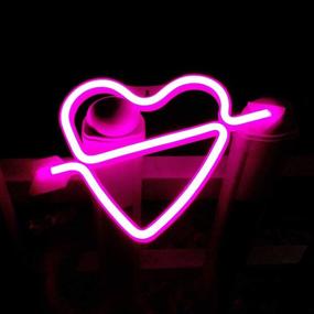 img 3 attached to Neon Heart Signs Led Neon Lights Up Sign Decorative Neon Wall Light For Girls Room (Lavender Cupid) (Pink)