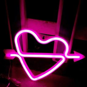 img 4 attached to Neon Heart Signs Led Neon Lights Up Sign Decorative Neon Wall Light For Girls Room (Lavender Cupid) (Pink)