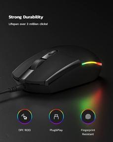 img 1 attached to 🖱️ Enhance Efficiency and Style with Nulea Wired Mouse: RGB Backlit, Silent Click, 1600 DPI for Windows PC, Laptop, Desktop and More