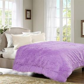 img 1 attached to 🛋️ Maxsoft Fluffy Sherpa Blanket for Girls/Boys, 60x80 Queen Size, Luxury Fuzzy Throw for Sofa, Couch, Bed, Decorative Shag Faux Fur Fleece Blanket for Bedroom - Purple