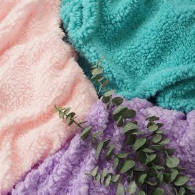 img 2 attached to 🛋️ Maxsoft Fluffy Sherpa Blanket for Girls/Boys, 60x80 Queen Size, Luxury Fuzzy Throw for Sofa, Couch, Bed, Decorative Shag Faux Fur Fleece Blanket for Bedroom - Purple