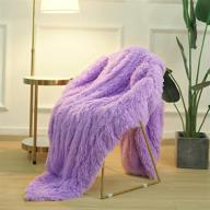 🛋️ maxsoft fluffy sherpa blanket for girls/boys, 60x80 queen size, luxury fuzzy throw for sofa, couch, bed, decorative shag faux fur fleece blanket for bedroom - purple logo