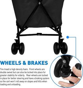 img 2 attached to Convenient and Versatile EasyGo Rolling Cart: Folding Shopping, Laundry and Utility Cart with Wheels – Removable Canvas Bag, Versa Wheels & Rear Brakes – 120lb Capacity, Copyrighted Design, Black