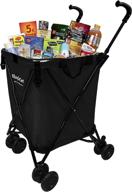 convenient and versatile easygo rolling cart: folding shopping, laundry and utility cart with wheels – removable canvas bag, versa wheels & rear brakes – 120lb capacity, copyrighted design, black logo