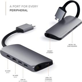 img 1 attached to 💻 Satechi Type-C Dual Multimedia Adapter - Dual 4K HDMI, USB-C PD, Gigabit Ethernet, Micro/SD Card Readers, USB 3.0 - Compatible with 2020 MacBook Pro, 2020 MacBook Air, 2020 Mac Mini (Space Gray)