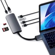 💻 satechi type-c dual multimedia adapter - dual 4k hdmi, usb-c pd, gigabit ethernet, micro/sd card readers, usb 3.0 - compatible with 2020 macbook pro, 2020 macbook air, 2020 mac mini (space gray) логотип