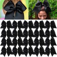 🎀 20pcs black large cheer bows ponytail holder elastic hair ties 8" - hair accessories for girls, teens, women - perfect for softball, competitions, sports, and cheerleaders logo