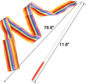 img 3 attached to 🌈 ANCIRS 4 Pack 2-Meter Dance Ribbons - Rainbow Streamers for Rhythmic Gymnastics & Baton Twirling Wands - Kids Artistic Dancing Accessories