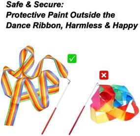 img 2 attached to 🌈 ANCIRS 4 Pack 2-Meter Dance Ribbons - Rainbow Streamers for Rhythmic Gymnastics & Baton Twirling Wands - Kids Artistic Dancing Accessories