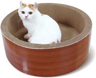 scratchme round cat scratcher post & board - durable lounge bed with scratch-resistant pad, prevents furniture damage - size: 17.32'' x 17.32'' x 6.11'' logo