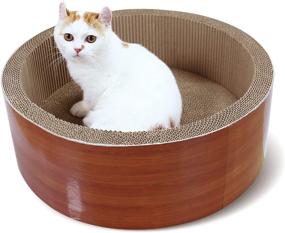 img 4 attached to ScratchMe Round Cat Scratcher Post & Board - Durable Lounge Bed with Scratch-Resistant Pad, Prevents Furniture Damage - Size: 17.32'' x 17.32'' x 6.11''