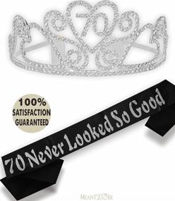 img 4 attached to 🎉 Silver 70th Birthday Tiara and Sash Set: Celebrate with HAPPY 70th Birthday Party Supplies, Crown, and Decorations for Women