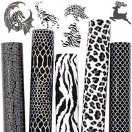 kingsow pattern heat transfer vinyl: 5-pack 12x10 inch animal print htv bundle sheets - black and white holographic laser scale snake leopard zebra iron-on vinyl for cricut cutter machine logo