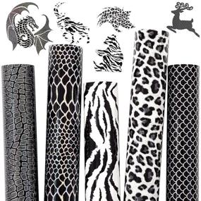 img 4 attached to KINGSOW Pattern Heat Transfer Vinyl: 5-Pack 12x10 Inch Animal Print HTV Bundle Sheets - Black and White Holographic Laser Scale Snake Leopard Zebra Iron-On Vinyl for Cricut Cutter Machine