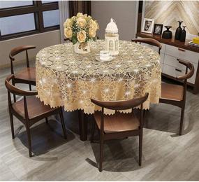 img 3 attached to 🌸 Stunning Simhomsen Beige Embroidered Round Tablecloth – Exquisite Elegance!