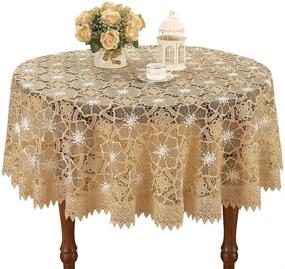 img 4 attached to 🌸 Stunning Simhomsen Beige Embroidered Round Tablecloth – Exquisite Elegance!