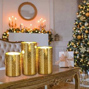 img 3 attached to 🕯️ Golden Flameless Flickering Battery Operated Candles, Moving Effect LED Pillar Candles for Home Decoration, Fake Candles for Christmas Decorations Set of 3 (4", 5", 6")