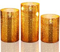 🕯️ golden flameless flickering battery operated candles, moving effect led pillar candles for home decoration, fake candles for christmas decorations set of 3 (4", 5", 6") логотип