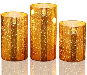 img 4 attached to 🕯️ Golden Flameless Flickering Battery Operated Candles, Moving Effect LED Pillar Candles for Home Decoration, Fake Candles for Christmas Decorations Set of 3 (4", 5", 6")