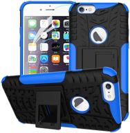 📱 blue iphone 6/6s armor case with screen protector - slim shockproof dual layer wallet cover with kickstand for 4.7 inch iphone 6/6s logo