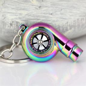 img 3 attached to 🚀 Maycom Turbo Turbocharger Keychain Key Chain Ring Keyring Keyfob - Creative Spinning Rainbow Design with Polished Charm, Whistle Sound Feature