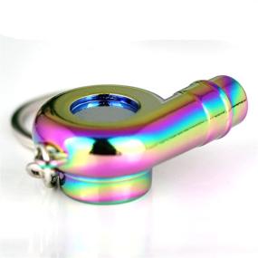 img 1 attached to 🚀 Maycom Turbo Turbocharger Keychain Key Chain Ring Keyring Keyfob - Creative Spinning Rainbow Design with Polished Charm, Whistle Sound Feature