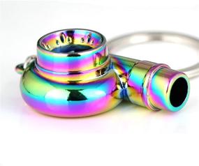 img 2 attached to 🚀 Maycom Turbo Turbocharger Keychain Key Chain Ring Keyring Keyfob - Creative Spinning Rainbow Design with Polished Charm, Whistle Sound Feature