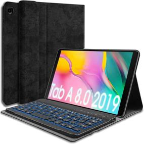 img 4 attached to 🔌 Black Backlit Keyboard Case for Samsung Galaxy Tab A 8.0 2019 [SM-T290/SM-T295], Detachable Wireless Keyboard with PU Folio Stand Cover, 7 Color Light Option
