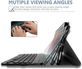 img 1 attached to 🔌 Black Backlit Keyboard Case for Samsung Galaxy Tab A 8.0 2019 [SM-T290/SM-T295], Detachable Wireless Keyboard with PU Folio Stand Cover, 7 Color Light Option