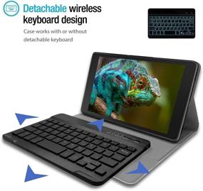 img 2 attached to 🔌 Чехол с черной подсветкой для клавиатуры для Samsung Galaxy Tab A 8.0 2019 [SM-T290/SM-T295], съёмная беспроводная клавиатура с подставкой из искусственной кожи, вариант подсветки с 7 цветами