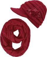 ❄️ womens beanie hat scarf set - stay cozy in this winter warm thick knit slouchy skull cap & infinity scarf combo for women logo