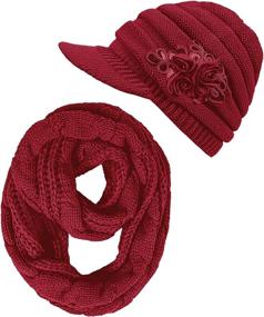 img 4 attached to ❄️ Womens Beanie Hat Scarf Set - Stay Cozy in this Winter Warm Thick Knit Slouchy Skull Cap & Infinity Scarf Combo for Women