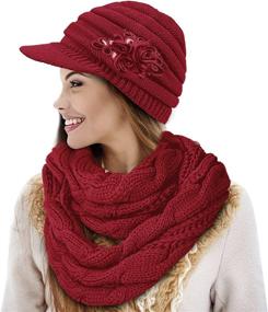 img 3 attached to ❄️ Womens Beanie Hat Scarf Set - Stay Cozy in this Winter Warm Thick Knit Slouchy Skull Cap & Infinity Scarf Combo for Women