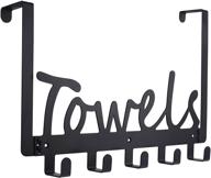 🚪 heavy-duty over the door hooks towel rack holder organizer for bathroom cabinet cupboard door - 5 hooks | ideal for towels, robes, coats, bags, and keys logo