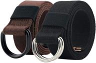 🎀 stylish canvas military black double buckle women's accessories and belts: fashionable utility with a touch of elegance logo