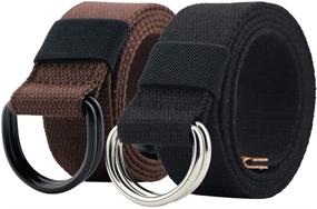 img 3 attached to 🎀 Stylish Canvas Military Black Double Buckle Women's Accessories and Belts: Fashionable Utility with a Touch of Elegance