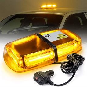 img 4 attached to 🚨 Xprite Amber COB LED Rooftop Beacon Lights: 12" Mini Strobe Light Bar for Emergency Vehicles & Trucks