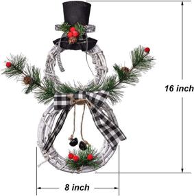 img 1 attached to 🎅 DearHouse Lighted Christmas Snowman Wreath Decoration, 16 x 8 Inch Grapevine Wreath with Hat and Bow - Festive Front Door, Home, Garden, and Wall Décor