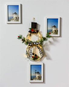 img 2 attached to 🎅 DearHouse Lighted Christmas Snowman Wreath Decoration, 16 x 8 Inch Grapevine Wreath with Hat and Bow - Festive Front Door, Home, Garden, and Wall Décor