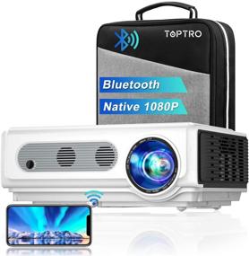 img 4 attached to 🎥 TOPTRO WiFi Projector with Bluetooth, 7500L Native 1080P Portable Projector with Carrying Case, Supports 4K/Zoom, Home Theater Projector Compatible with Phone/TV Stick/PC/USB/PS4/DVD