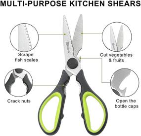 img 1 attached to PAUDIN Kitchen Shears, High-Quality Stainless Steel & Ultra Sharp Scissors with Easy 🔪 Disassembly, Versatile Multipurpose Food Shears for Meat, Pizza, Chicken, Fish, Salad, Herbs, BBQ, Black Green