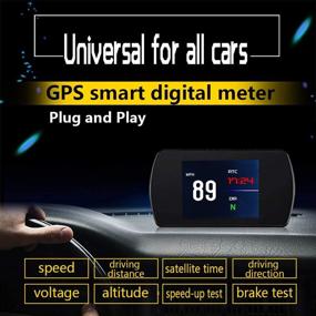 img 3 attached to ACECAR Улучшенный универсальный автомобильный HUD Head Up Display T800: Цифровой GPS-спидометр с компасом, широтой и долготой, тестом скорости, тестом тормозов, сигнализацией, HD LCD-дисплеем для всех транспортных средств.