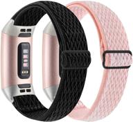 【2 pack】 эластичный ремешок для часов, совместимый с fitbit charge 4/charge 3/charge 3 se логотип