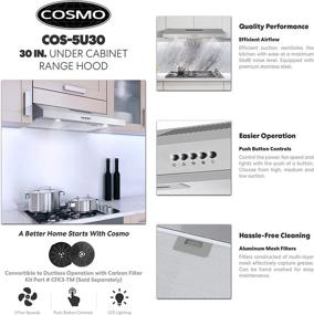 img 2 attached to 🔍 Efficient and Stylish Cosmo 5U30 Under Cabinet Range Hood - Ducted/Ductless, Slim Design, 3-Speed Exhaust Fan, LED Lights - Stainless Steel