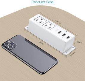 img 1 attached to 🔌 White Wall Mount Power Outlet Strip with 3A USB, Mountable Power Strip featuring 2 AC Outlets and 3 USB Ports, Under Desk Mount Power Outlet Strip with 6.56ft Cord